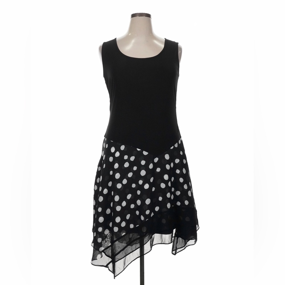 NWOT MSK Black Polka Dot Sleeveless Dress Sz XL